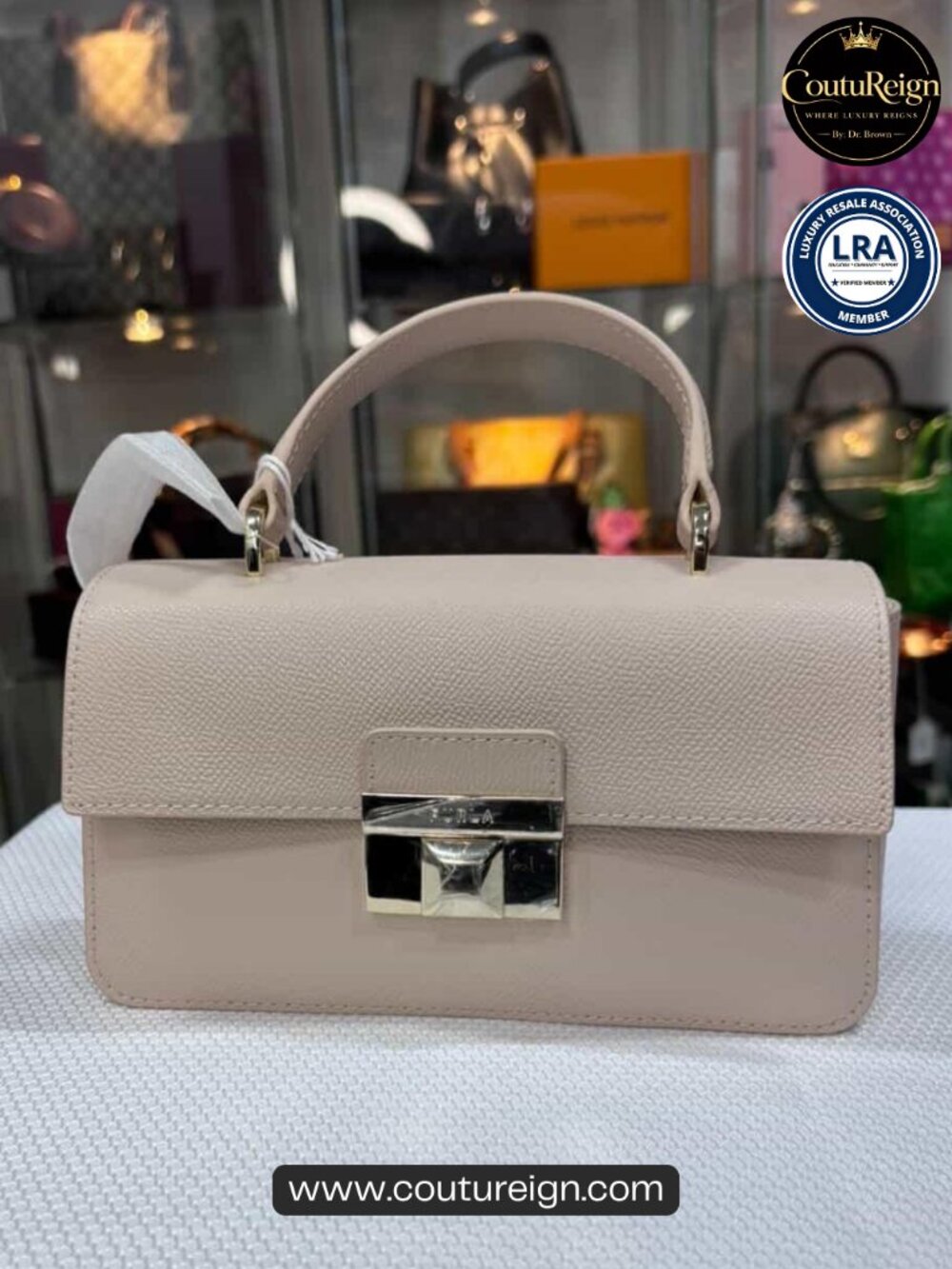 Furla – Venere Mini Top Handle Bag in Beige